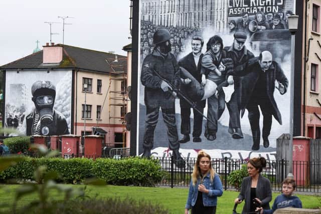 Art in Northern Ireland, like this mural depicting a scene from Bloody Sunday, is often political (Picture: Charles McQuillan/Getty Images)