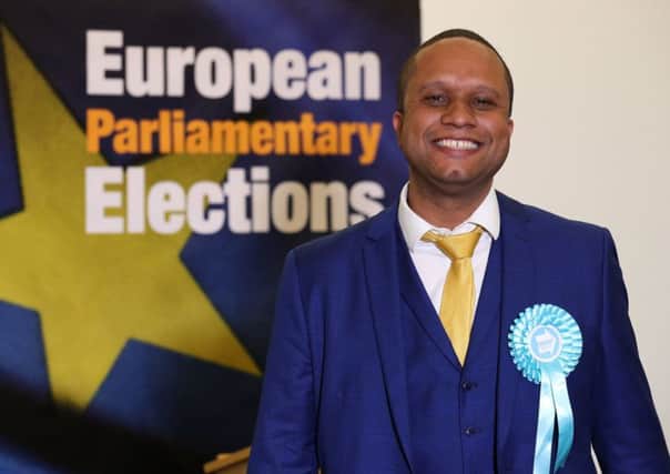 Brexit candidate Louis Stedman-Bryce during the European Parliamentary elections count at the City Chambers in Edinburgh. PRESS ASSOCIATION Photo.