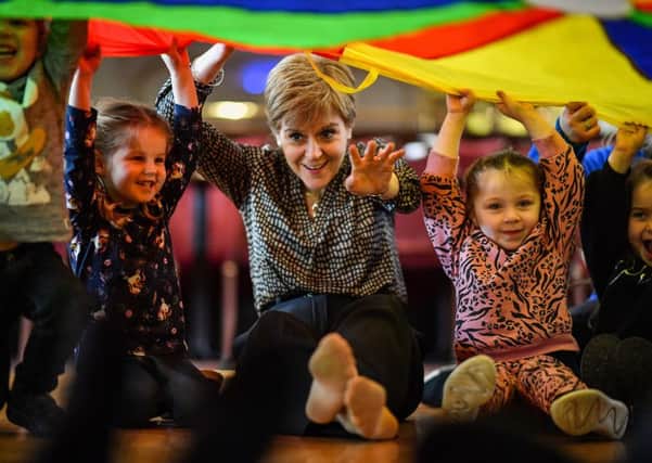 First Minister Nicola Sturgeon with some nursery children. Picture: Jeff J Mitchell/Getty Images