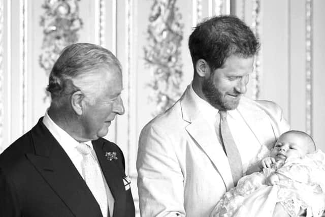Photo taken from the Instagram feed of Sussex Royal showing Britain's Prince Charles with Prince Harry and his son Archie. Picture: Instagram @sussexroyal via AP