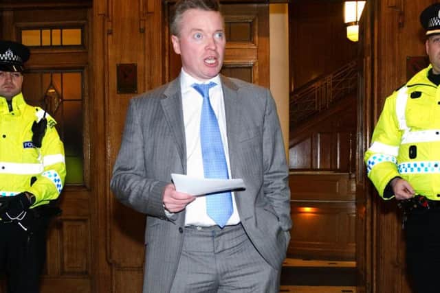 Craig Whyte in 2012 announcing the club's intention to go into administration.