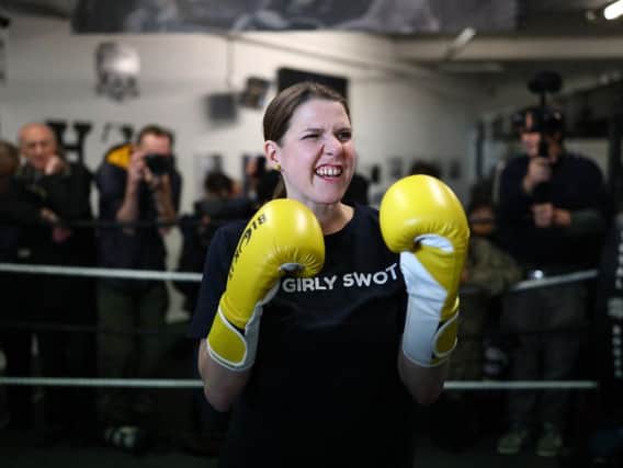 Liberal Democrats leader Jo Swinson enters the boxing ring on the election campaign trail