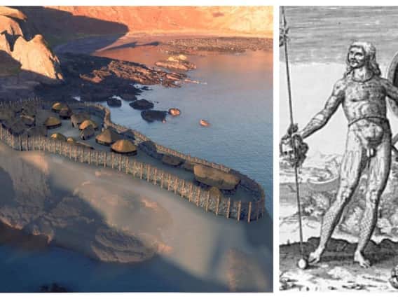 The 'everyday world' of the Picts is being illuminated by a 'golden spell' in archaeological discovery, with Dunnicaer sea stack near Dunnottar Castle (left) holding vital new evidence about the people and their time. PIC: Aberdeen University.