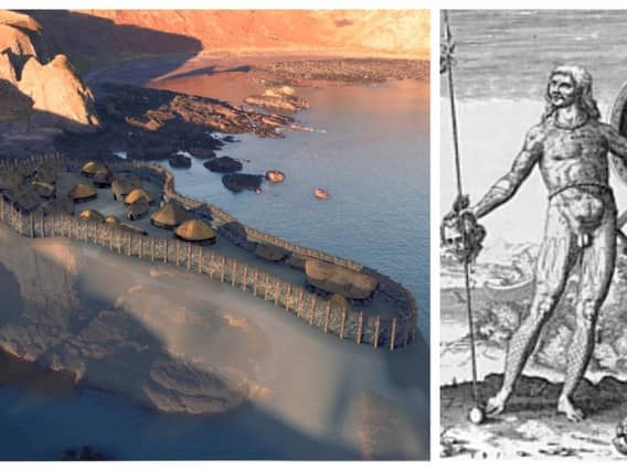 The 'everyday world' of the Picts is being illuminated by a 'golden spell' in archaeological discovery, with Dunnicaer sea stack near Dunnottar Castle (left) holding vital new evidence about the people and their time. PIC: Aberdeen University.