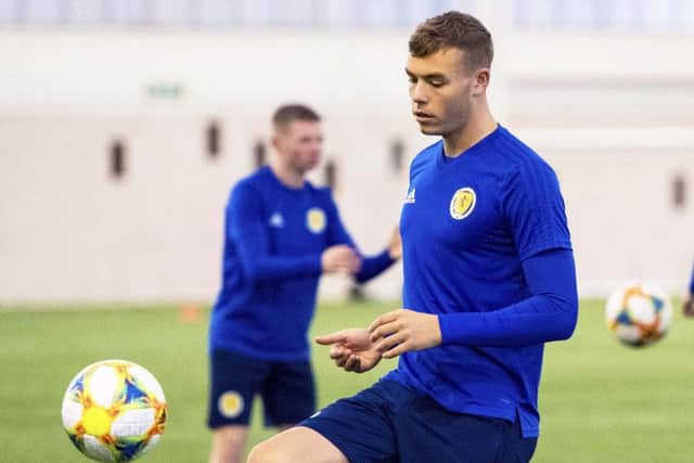 Hibs' Ryan Porteous trains with Scotland U21s at Oriam. Picture: Craig Williamson/SNS
