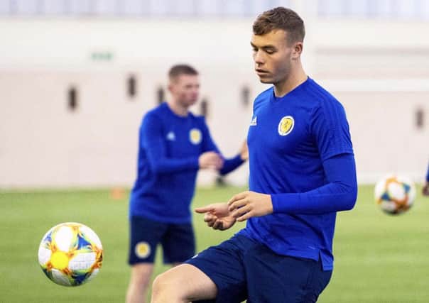 Hibs' Ryan Porteous trains with Scotland U21s at Oriam. Picture: Craig Williamson/SNS
