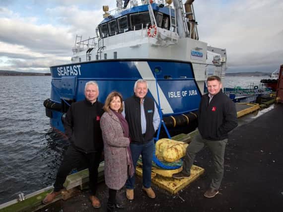 George Moodie, commercial area manager for North Scotland, Clydesdale Bank; Sandra Wilkie, director, Caldive; Iain Beaton, managing director, Caldive; Graeme Johnston, commercial relationship manager, Clydesdale Bank. Picture: Robert Perry