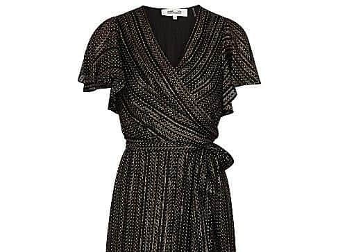 Diane Von Furstenberg Donnie Silk-Metallic Wrap Gown, 632