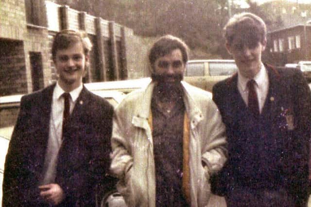 Colin McNeill, right, with George Best when he returned to Edinburgh after retiring.