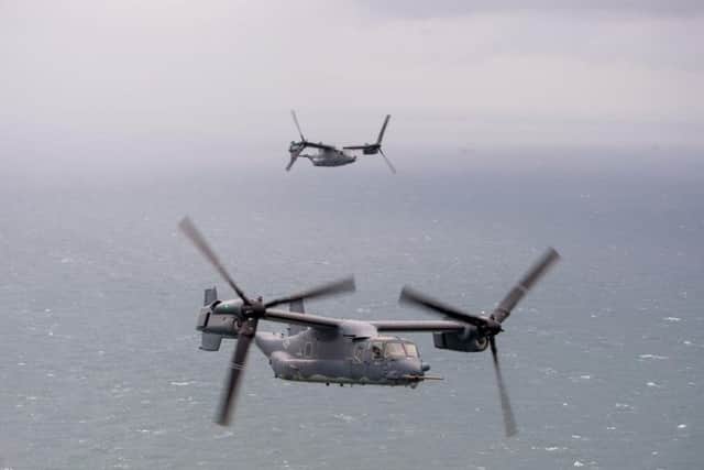 Among those taking part were a United States Air Force (USAF) CV-22 Osprey