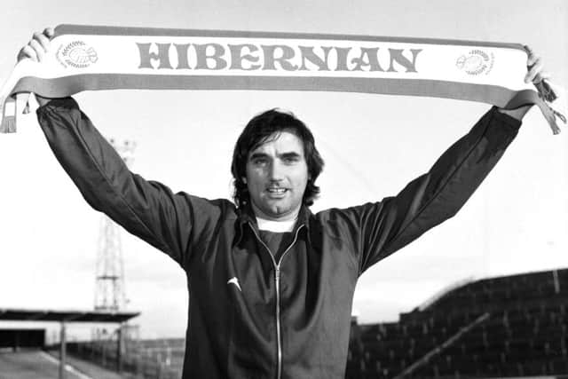 George Best is unveiled as a Hibs player.