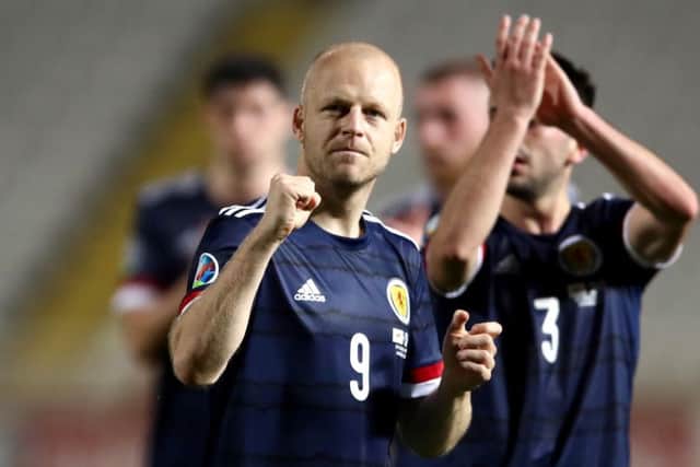Scotland's Steven Naismith applauds the fans after the final whistle. Pic: Tim Goode/PA