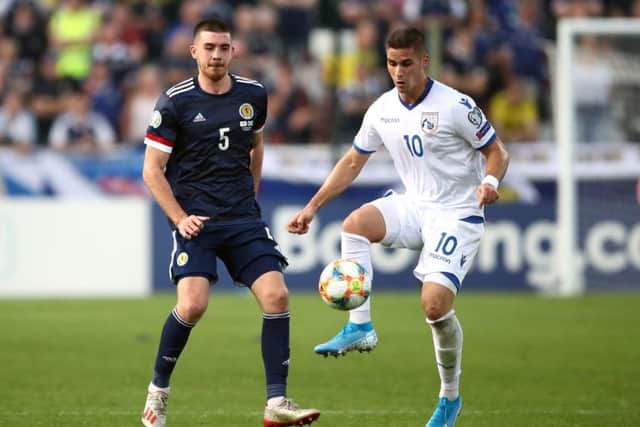 Scotland's Declan Gallagher, left, showed up well against Cyprus on his international debut. Picture: Tim Goode/PA Wire