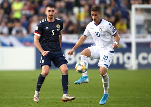 Scotland's Declan Gallagher, left, showed up well against Cyprus on his international debut. Picture: Tim Goode/PA Wire
