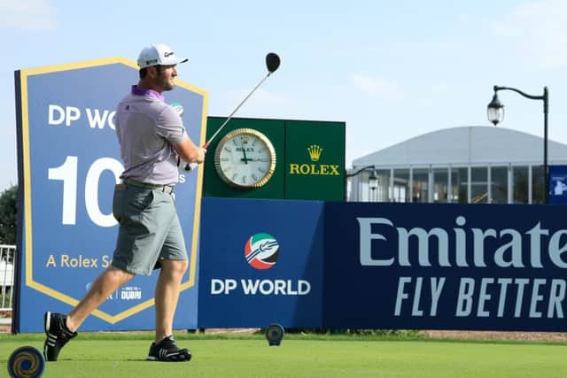 Jon Rahm, playing his practice round in Dubai, says his mental strength is a work in progress. Picture: Getty.