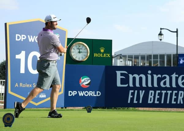 Jon Rahm, playing his practice round in Dubai, says his mental strength is a work in progress. Picture: Getty.