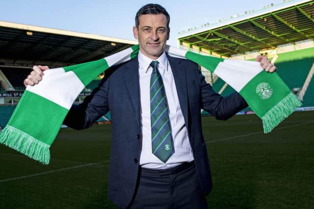 Jack Ross dons the green and white of Hibs at Easter Road.