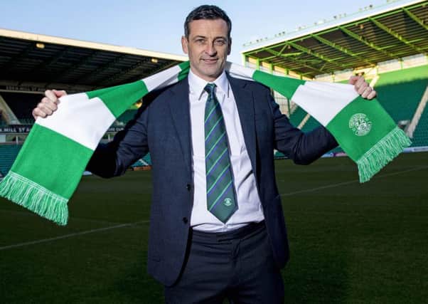 Jack Ross dons the green and white of Hibs at Easter Road.