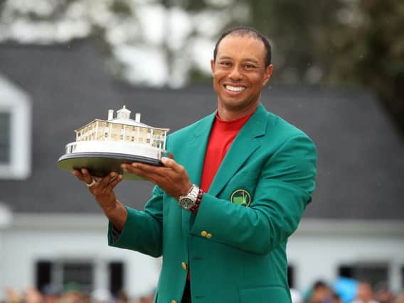 Tiger Woods celebrates his 2019 Masters win. Picture: Getty Images