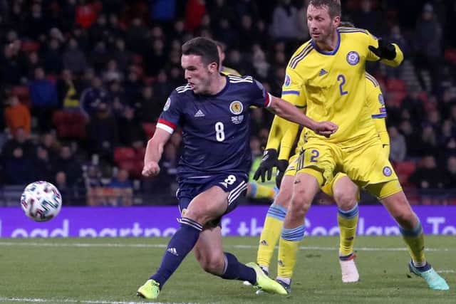 John McGinn completes Scotland's 3-1 win over Kazakhstan with his second goal of the night in the 90th minute.