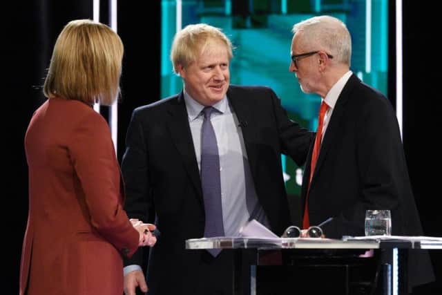 Boris Johnson and Jeremy Corbyn at the ITV Leaders Debate. Picture: PA