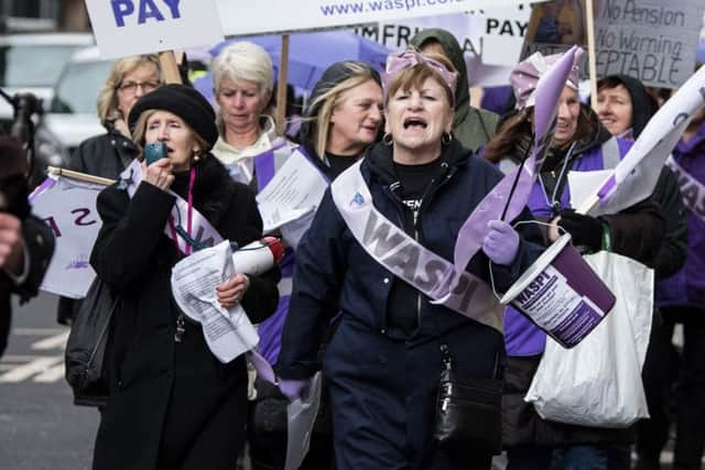 Glasgow WASPI group mark International Women's Day in 2018. Picture: John Devlin