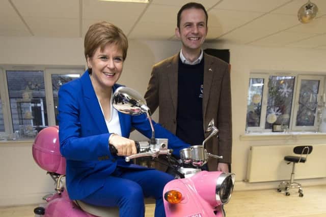 Nicola Sturgeon visits Craig Boyd Hairdressing in Leven, Fife, while on the campaign trail (Picture: Jane Barlow/PA Wire)