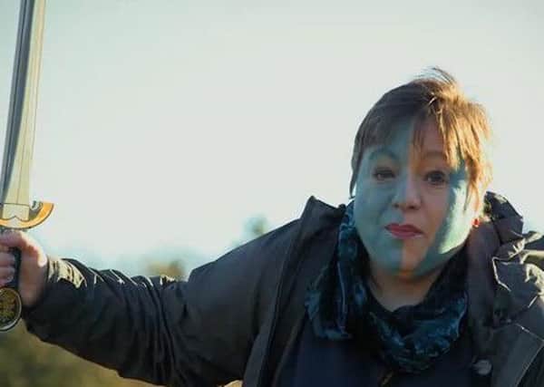 Rachel McCormack, presenter of The ideal Scotsman, in full 'Braveheart' mode. Picture: BBC