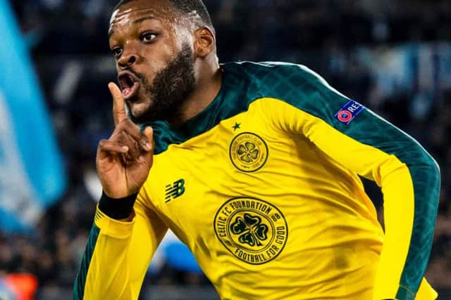 Olivier Ntcham celebrates his goal for Celtic against Lazio