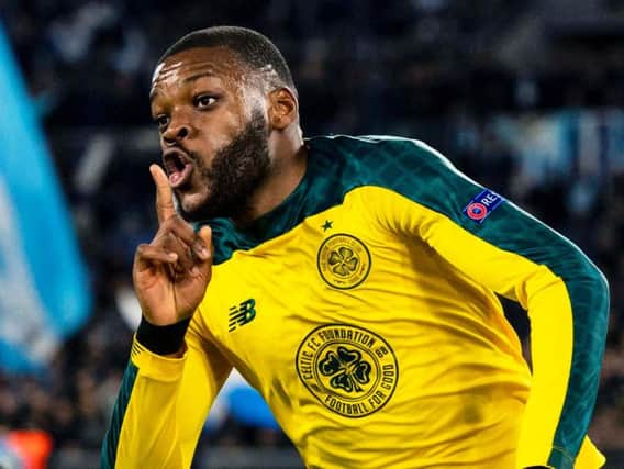 Olivier Ntcham celebrates his goal for Celtic against Lazio