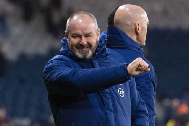 Steve Clarke celebrates at full time after Scotland's win against Kazakhstan. Picture: Alan Harvey/SNS
