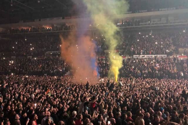 She was rushed from the venue, the FlyDSA Arena in Sheffield, South Yorks, with severe burns to her chest and arms as well as damage to her hair.