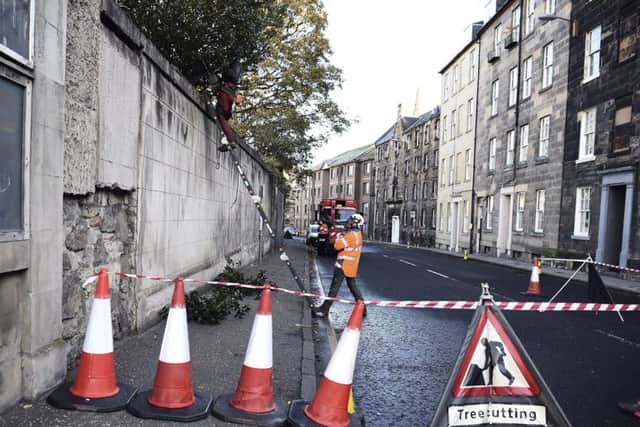 Work getting underway on Monday in Constution Street, Leith. Picture: Lisa Ferguson