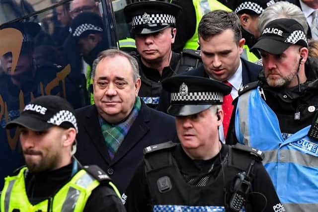 Alex Salmond leaves a preliminary hearing over allegations of sexual harassment, at the High Court in Edinburgh. Picture: Andy Buchanan