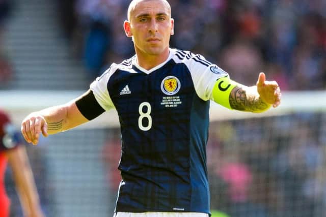 Scott Brown in action for Scotland against England at Hampden in June 2017