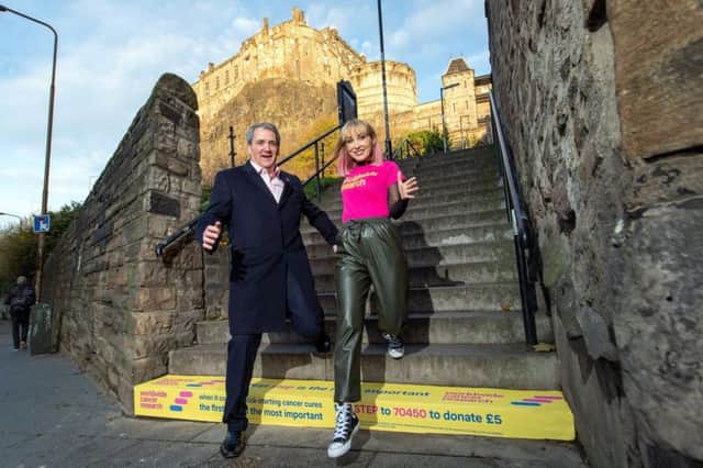 STV presenter Laura Boyd and former Scotland rugby player David Sole help launch the First Step campaign