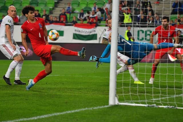 Bahlul Mustafazade in action for Azerbaijan against Hungary