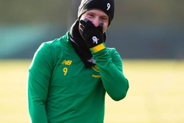 Leigh Griffiths training at Celtic's Lennoxtown centre on Friday morning. Picture: SNS