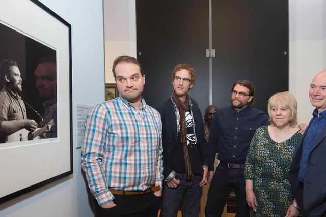 Scott Hutchison's brothers Neil and Grant, and parents Marion and Ron, saw Ryan McGoverne's portrait unveiled in the gallery today.