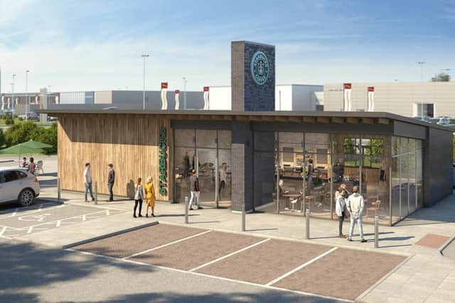 An artist's impression of the Starbucks site at Hillington Park.