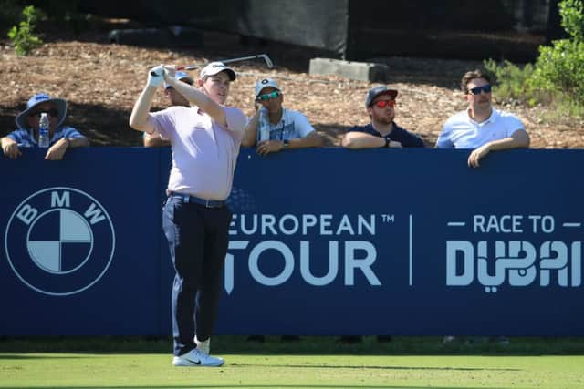 Bob MacIntyre on his way to a four-under-par 68 in the third round of the DP World Tour Championship in Dubai. Picture: Getty Images