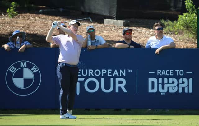 Bob MacIntyre on his way to a four-under-par 68 in the third round of the DP World Tour Championship in Dubai. Picture: Getty Images