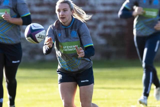 Scotland's Chloe Rollie trains at Scotstoun Stadium. Picture: Gary Hutchison / SNS