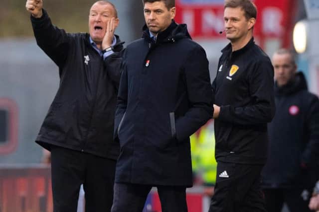 Rangers manager Steven Gerrard watches on. Picture: SNS