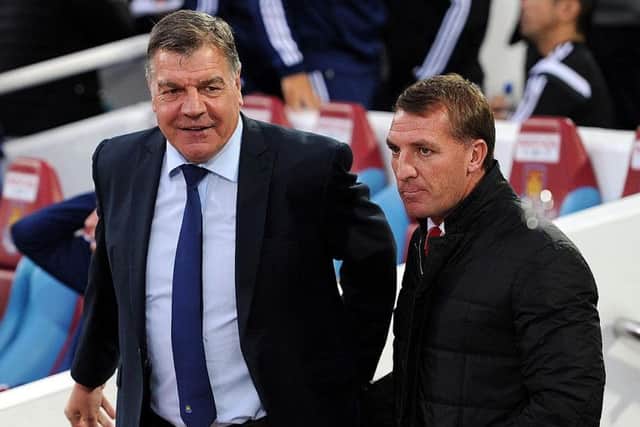 Sam Allardyce with former Celtic manager Brendan Rodgers. Picture: SNS