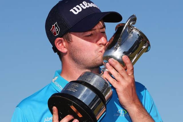 David Law of Scotland with the trophy after the ISPS Handa Vic Open. Picture: Michael Dodge/Getty