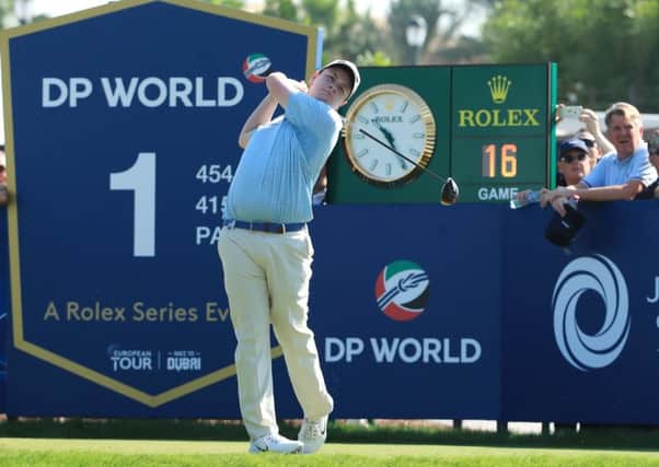 Bob MacIntyre starts his final round at the DP World Tour Championship in Dubai. Picture: Andrew Redington/Getty