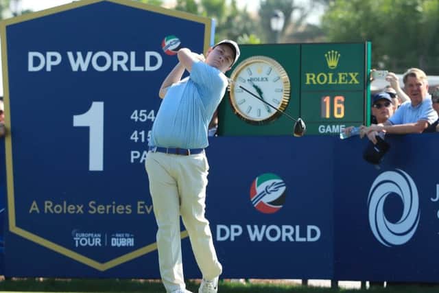 Bob MacIntyre starts his final round at the DP World Tour Championship in Dubai. Picture: Andrew Redington/Getty