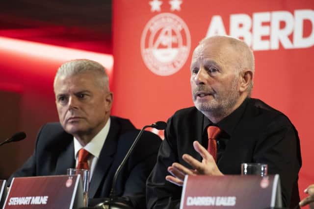 Outgoing Aberdeen chairman Stewart Milne, right, will be handing the reins to Dave Cormack. Picture: Craig Foy/SNS