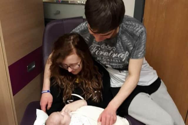 Amelias parents, Kerri Paton, 23, and Igor Topa, 24, of Turriff, Aberdeenshire are hugely proud of their little girl. Picture: Cancer Research